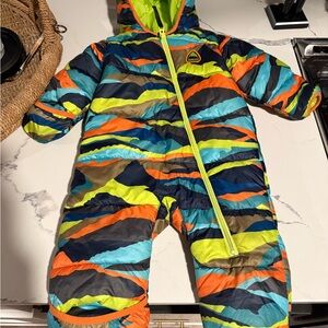Burton Kids Puffer Jacket with Blue and Orange Stripes